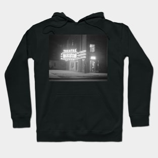 Movie Theater at Night, 1941. Vintage Photo Hoodie